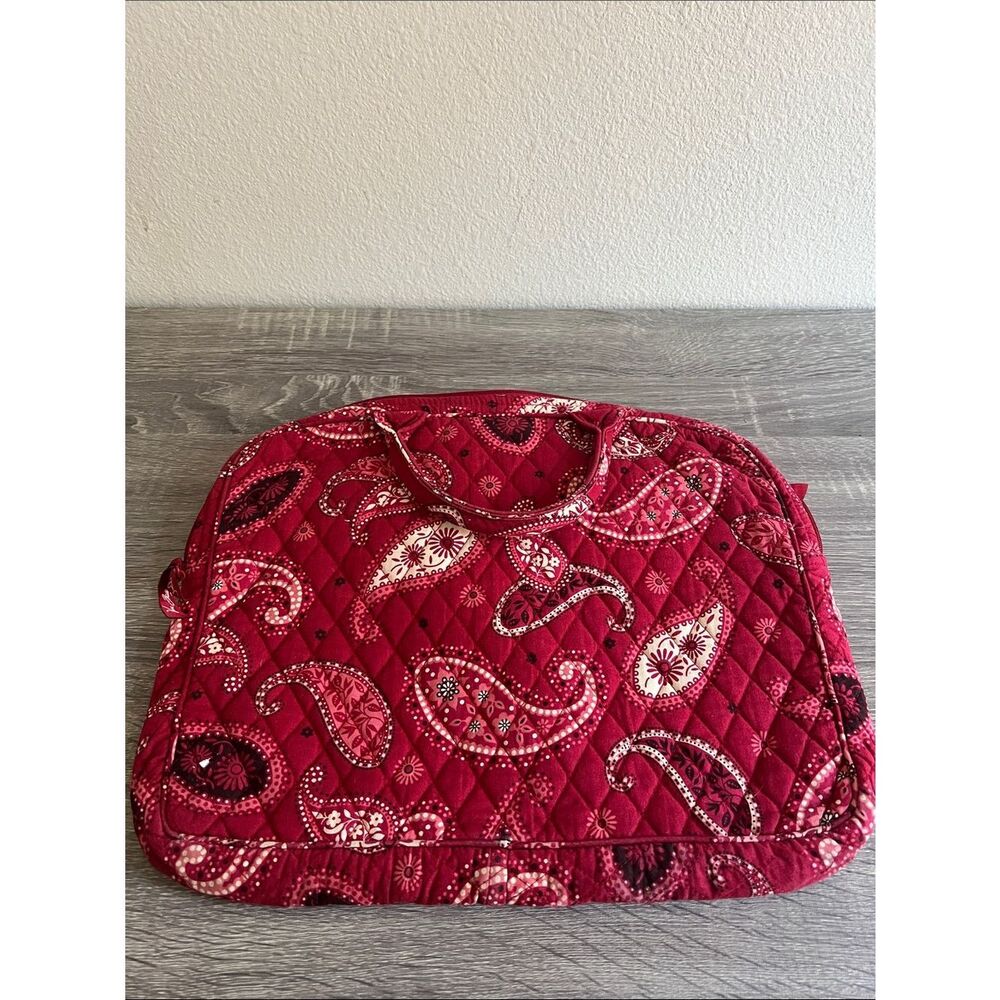 Vera Bradley Mesa Red Laptop Bag Paisley Quilted Computer Case Travel Tote